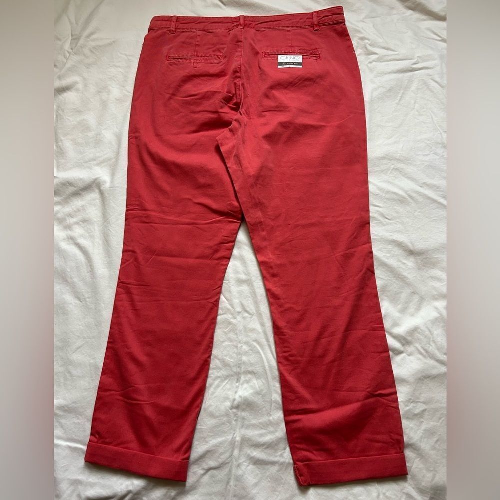 Anthropologie Cropped Ankle Pants in Coral Red - Picture 4 of 15